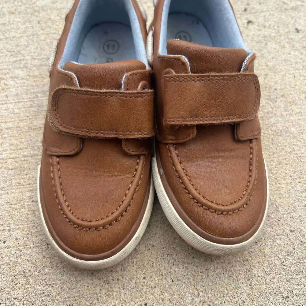 Cat & Jack Brown Kids Moccasins with Hook-and-Loop Strap